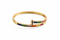 Multicoloured Zircon Geometric Stud Oval Openable Bracelet