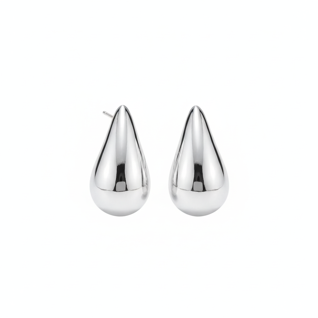 Silver Water Droplet Stud