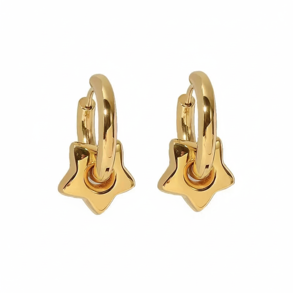 Star Charm Hoop Earrings
