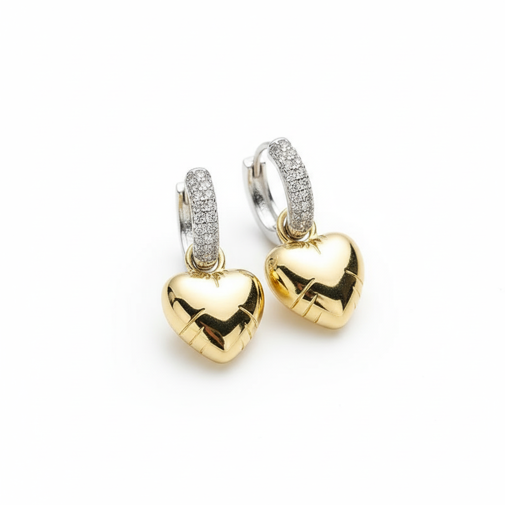 Heart Charm Hoop Earrings